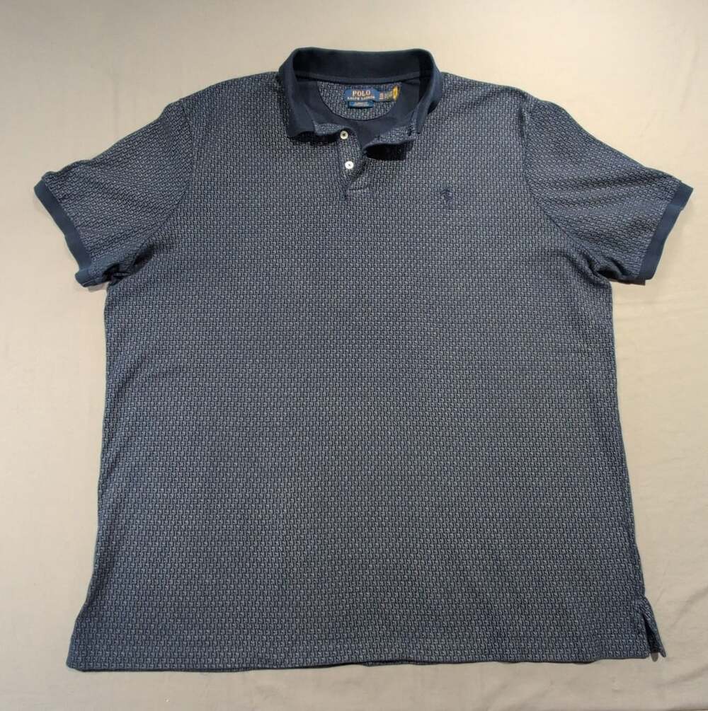 Polo Ralph Lauren Classic Fit Stretch Mesh Polo Shirt Size XXL Blue Foulard